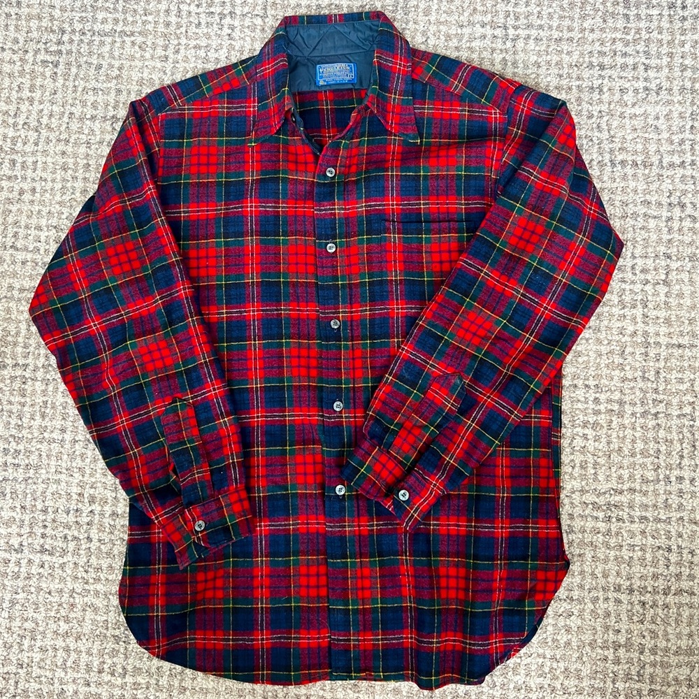 Pendleton Authentic Macpherson Red Tartan Plaid Wool Shirt Large L Vintage USA